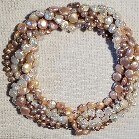 Baroque White Freshwater Pearl Opera Length Necklace - Picture 5 of 8